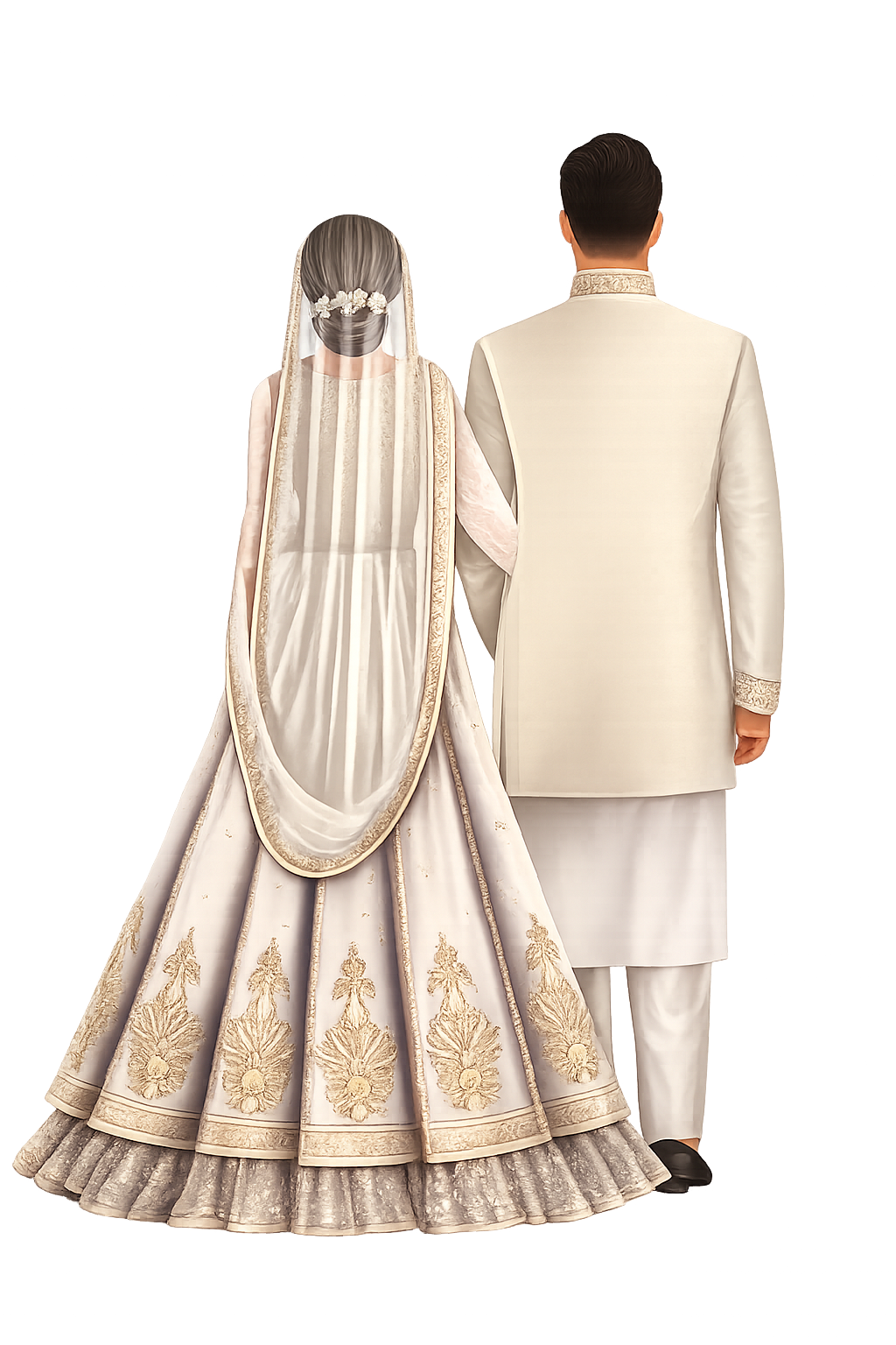 Illustration of the bride and groom